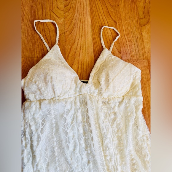 HeartSoul Women’s Ivory Lace Bohemian Maxi Dress Spaghetti Straps Size L (NWT) - Picture 4 of 10